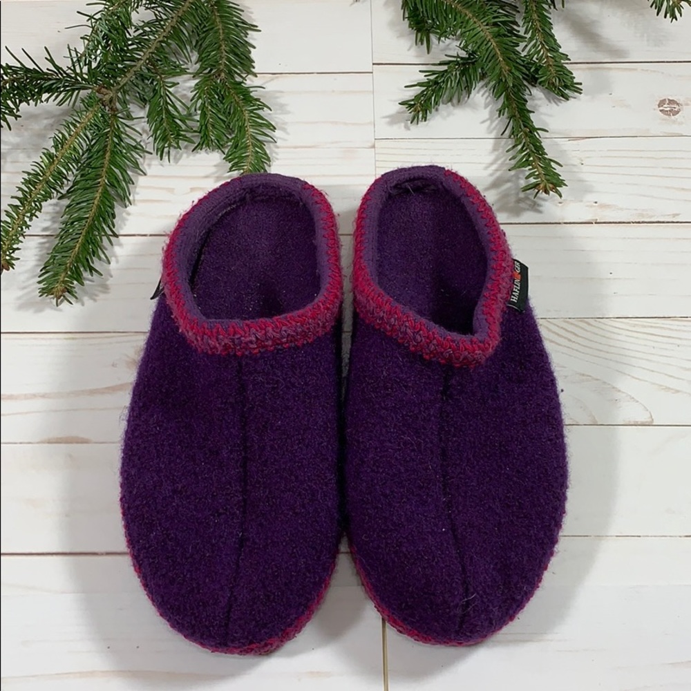Haflinger Wool Slip On Slippers Purple